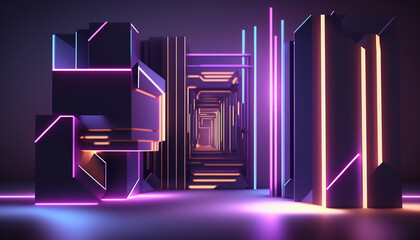 Fototapeta premium Abstract lines background, wallpaper, neon light