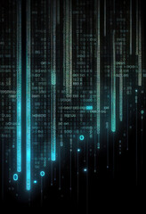 Obraz premium Binary computer matrix code data stream abstract background showing a coding transmission over the global internet network for cloud storage encryption, Generative AI stock illustration image