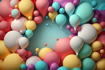 Fototapeta na wymiar Realistic Colorful Balloons Illustration AI Generative
