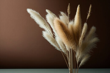 Banner the pampas grass. Reed Plume Stem Dried Pampas. Illustration AI Generative
