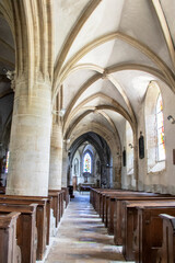 Obraz premium Saint-Sauveur-le-Vicomte. Intérieur de l'église Saint-Jean-Baptiste. Manche. Normandie