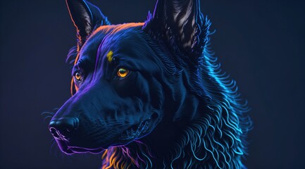 The Enchanting Charm of a Bioluminescent Neon-Colored Dog Generative Ai
