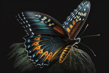 Fototapeta na wymiar Fluttering Splendor: The Beauty of a Colorful Butterfly. Ai generated.