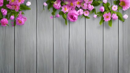 白木目のフラワーフレーム　花の背景