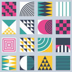 Colorful Bauhaus elements. Modern geometric shapes in abstract and minimal style
