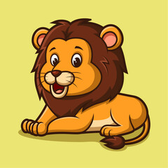 Obraz premium Cute cartoon lion sitting. Vector illustration