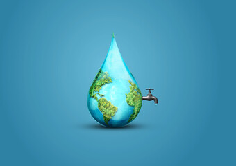 Fototapeta Accelerating Change - World Water Day and World Toilet Day 2023 Concept. Every Drop Matters. Saving water and world environmental protection concept- Environment day obraz
