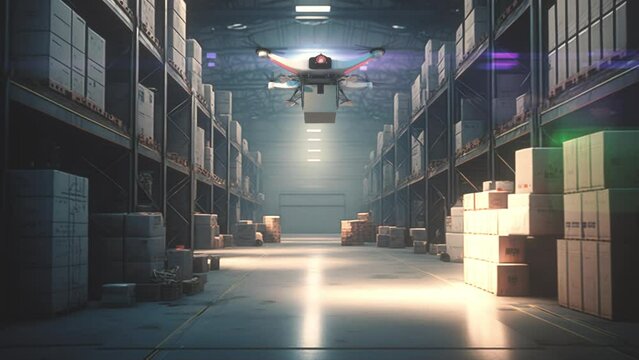 The video showcases a demonstration of cargo delivery using two types of drones - a land drone and a quadcopter drone