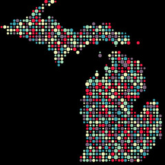 Michigan Silhouette Pixelated pattern map illustration