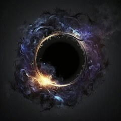 abstract space wallpaper background. dark circle frame. Illustration AI Generative