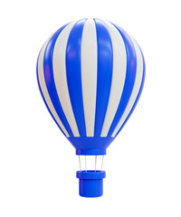 3d minimal vacation time. Blue hot air balloons floating. 3d illustration.