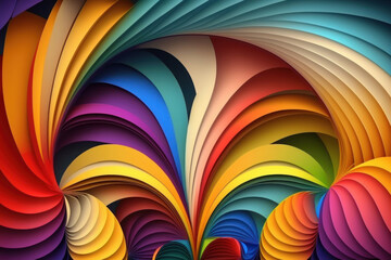 Naklejka premium abstract background consisting of colorful arcs. Illustration AI Generative