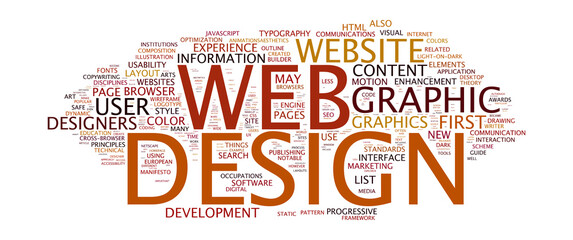 Concepts of webdesign in a word cloud 