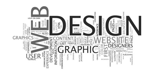 Concepts of web design in a word cloud 