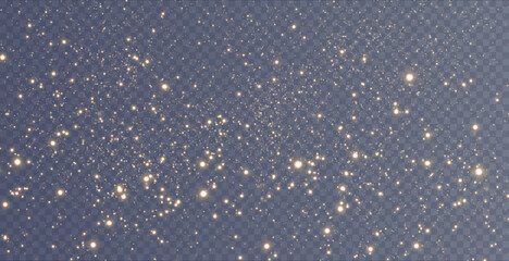 Christmas background. Powder dust light PNG. Magic shining gold and white dust. Fine, shiny dust bokeh particles fall off slightly. Fantastic shimmer effect. Vector illustrator.   © Sergey