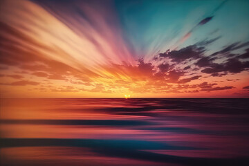 Naklejka na ściany i meble Colorful sunset sky and ocean nature background. Illustration AI Generative