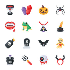 Pack of Flat Style Witchcraft Icons 

