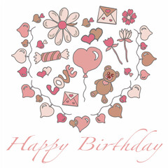 retro valentine's day,teddy bear,garland of hearts,chamomile,flower,letter,candy,love,peak,chirva,tenderness,glamour,cupid,birthday,gift