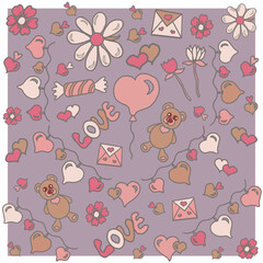 retro valentine's day,teddy bear,garland of hearts,chamomile,flower,letter,candy,love,peak,chirva,tenderness,glamour,cupid,birthday,gift
