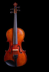 Fototapeta na wymiar Violin Classic View in Color with black background