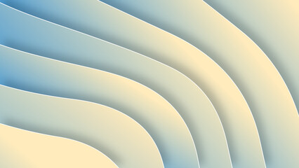 Obraz premium Abstract papercut background. Blue and yellow gradient modern wavy layers composition abstract colorful multi-layer papercut background