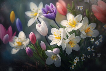Obraz na płótnie Canvas Beautiful spring background scenery, generative ai