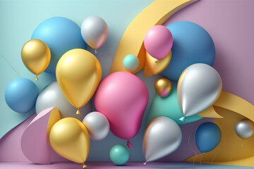 Realistic Colorful Balloons Illustration AI Generative