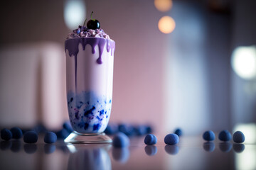 Sweet Blueberry Smoothie. Illustration AI Generative