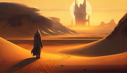 sunset in the desert, generative ai