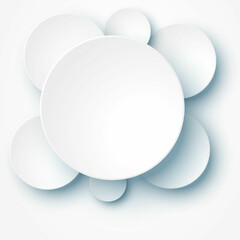 Abstract white background with 3D circles pattern, interesting white grey vector background illustration.