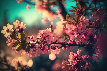 Beautiful spring background scenery, generative ai