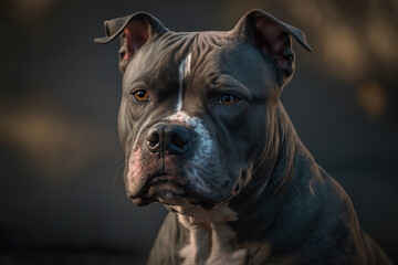 american bulldog close up in nature. Generated by AI