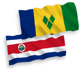 Flags of Saint Vincent and the Grenadines and Republic of Costa Rica on a white background