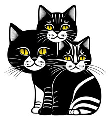 Fototapeta na wymiar Drei Katzen auf Wartestellung