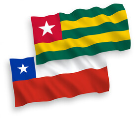 Flags of Togolese Republic and Chile on a white background