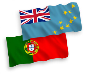 Naklejka premium Flags of Portugal and Tuvalu on a white background