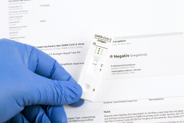 Negative test result by using rapid test device for COVID-19.