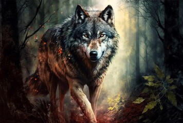 wolf in the forest, generative ai