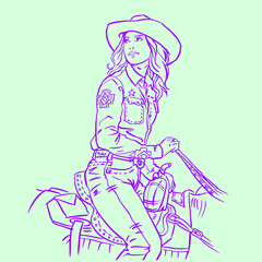 girl in a hat on horseback vector for card illustration decoration