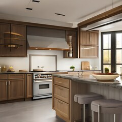 A kitchen with a big island and stainless steel appliances 3_SwinIRGenerative AI