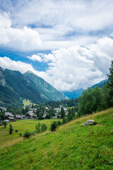 Fototapeta na wymiar Landscape of the valley of Gressoney Saint Jean, Alps of the Aosta Valley, Italy