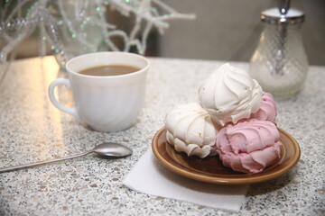 cup of coffee and marshmallow