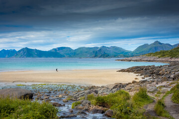 Beautiful beach in the Lofoten Islands,  Norway