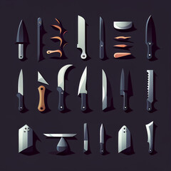 Knife icons created witch Generative AI technology