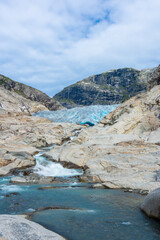 The Nigardsbreen Glacier, beautiful blue melting glacier in the Jostedalen National Park,  Norway