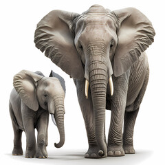 Fototapeta na wymiar African elephant (Loxodonta africana), also African steppe elephant or African bush elephant, in front of white background, AI generated