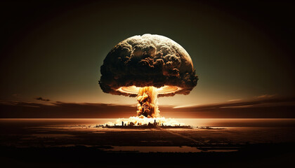 a nuclear explosion over the earth, ai art illustration 