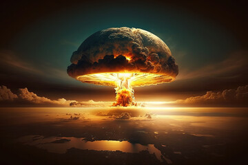 a nuclear explosion over the earth, ai art illustration 