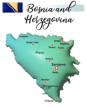 Bosnien und Herzegowina, Fl&auml;che und Flagge