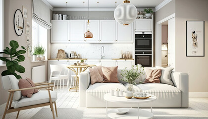 Experience Modern Comfort in a Spacious Scandinavian Studio Apartment Created Using Generative Ai